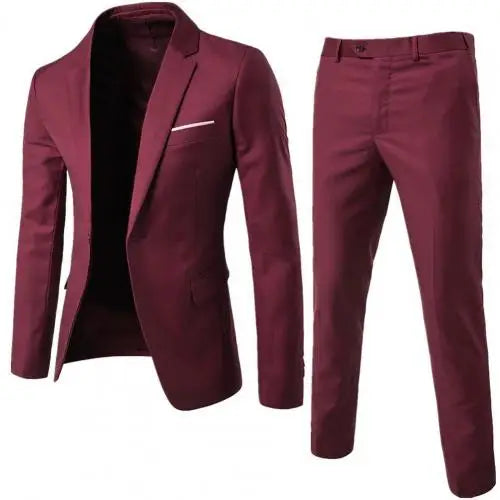 Men's Slim Fit Wedding Suit, Groomsman Blazer & Pants Set, Vintage Classic Blazers