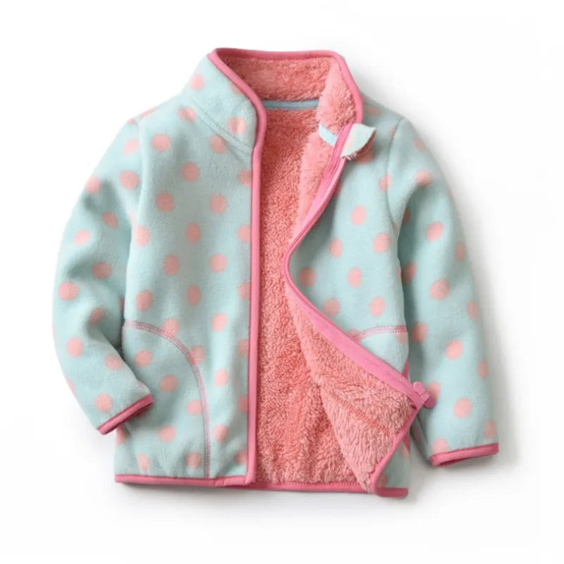 Jumping Meters Girls Fleece Jackets, Winter & Autumn Baby Coats with Flowers