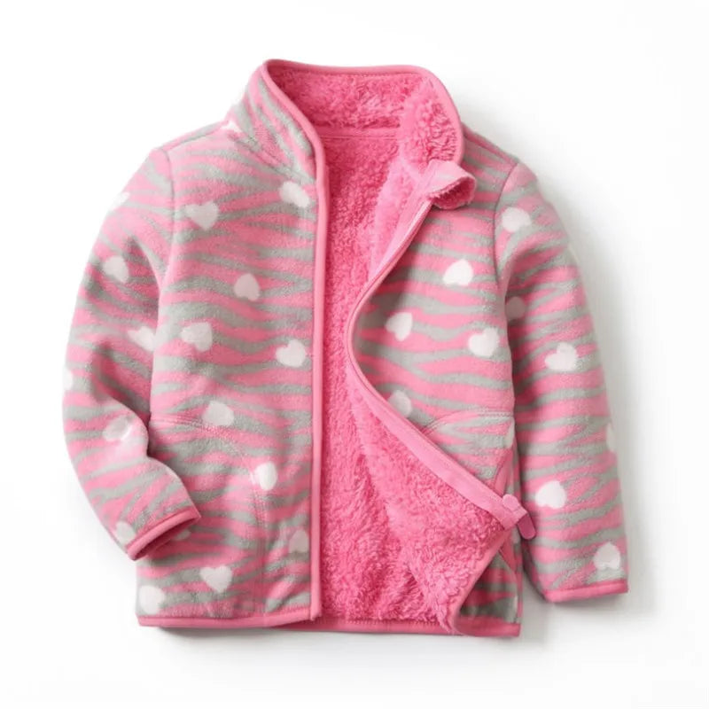 Jumping Meters Girls Fleece Jackets, Winter & Autumn Baby Coats with Flowers