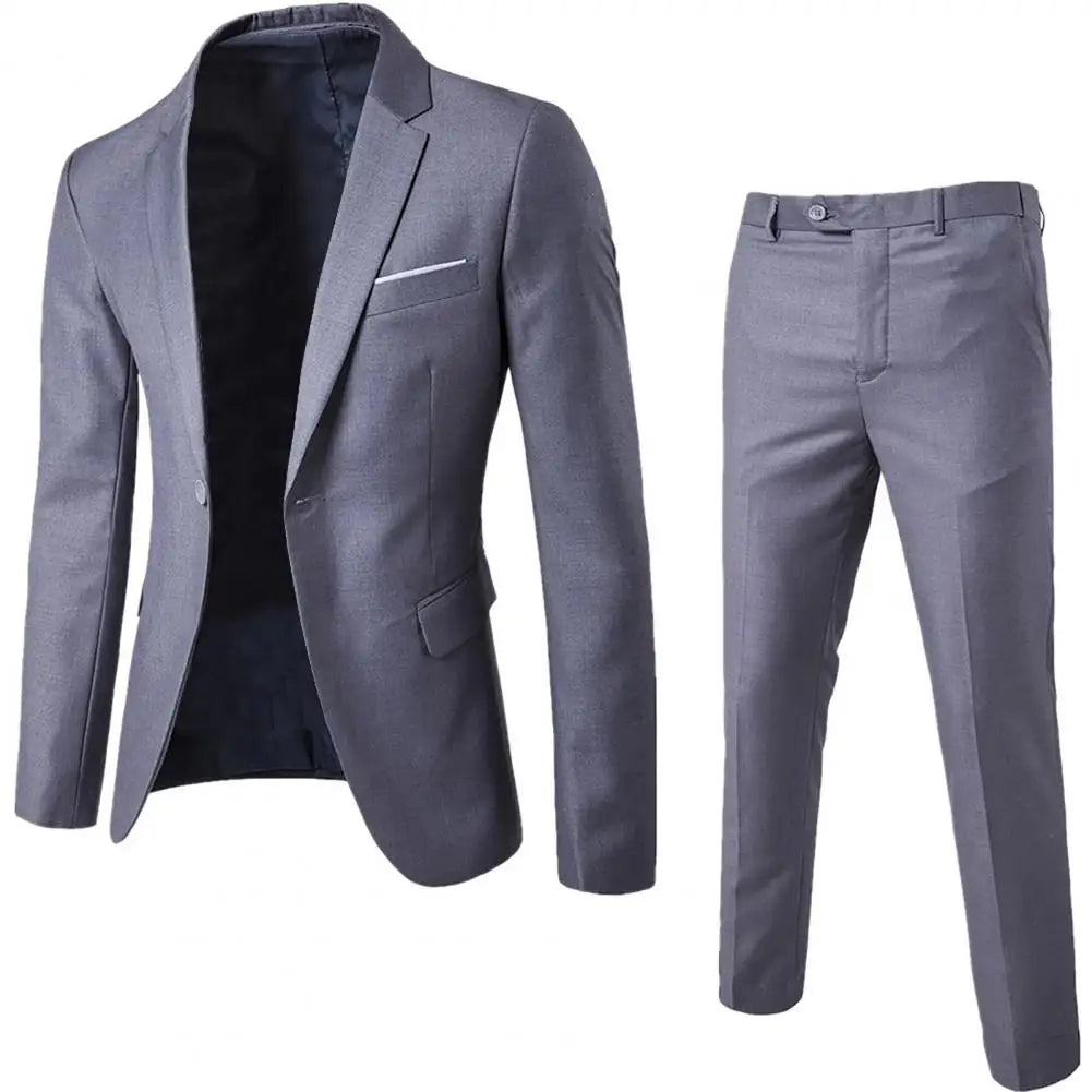 Men's Slim Fit Wedding Suit, Groomsman Blazer & Pants Set, Vintage Classic Blazers