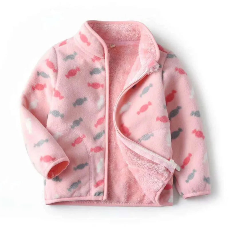 Jumping Meters Girls Fleece Jackets, Winter & Autumn Baby Coats with Flowers
