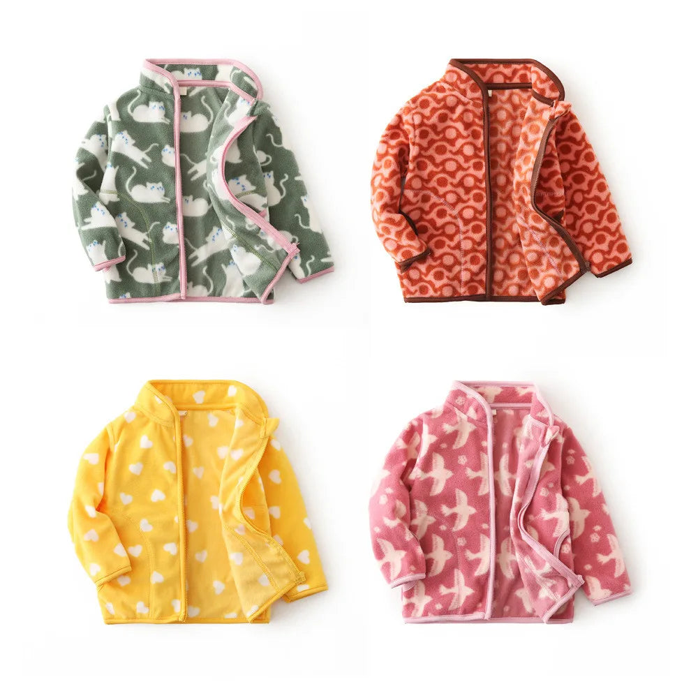 Jumping Meters Dinosaur Zipper Jacket for Kids, Fleece Coat with Pockets