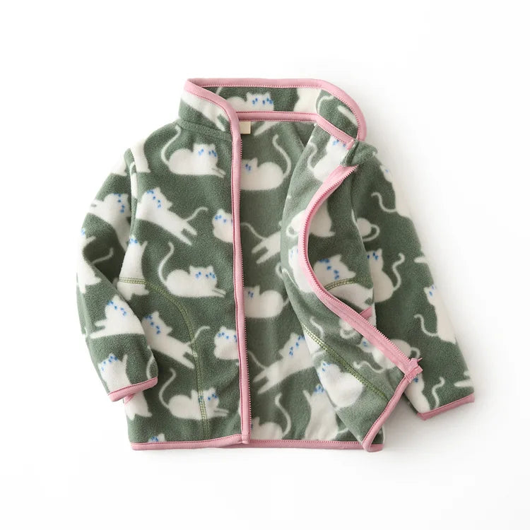 Jumping Meters Dinosaur Zipper Jacket for Kids, Fleece Coat with Pockets