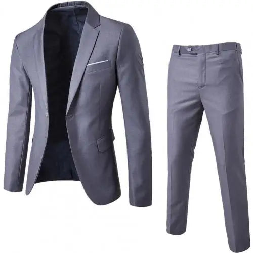 Men's Slim Fit Wedding Suit, Groomsman Blazer & Pants Set, Vintage Classic Blazers