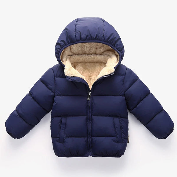 Baby Winter Coats, Thick Jackets for Boys & Girls, Plush Fur Hooded Snowsuit