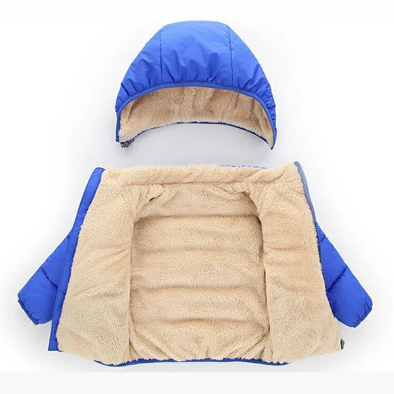 Baby Winter Coats, Thick Jackets for Boys & Girls, Plush Fur Hooded Snowsuit