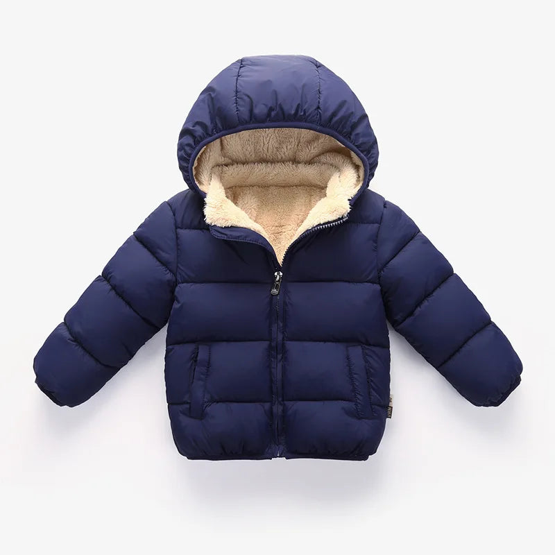 Baby Winter Coats, Thick Jackets for Boys & Girls, Plush Fur Hooded Snowsuit