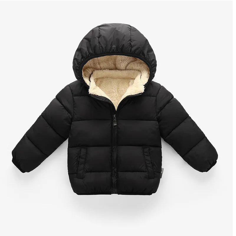 Baby Winter Coats, Thick Jackets for Boys & Girls, Plush Fur Hooded Snowsuit