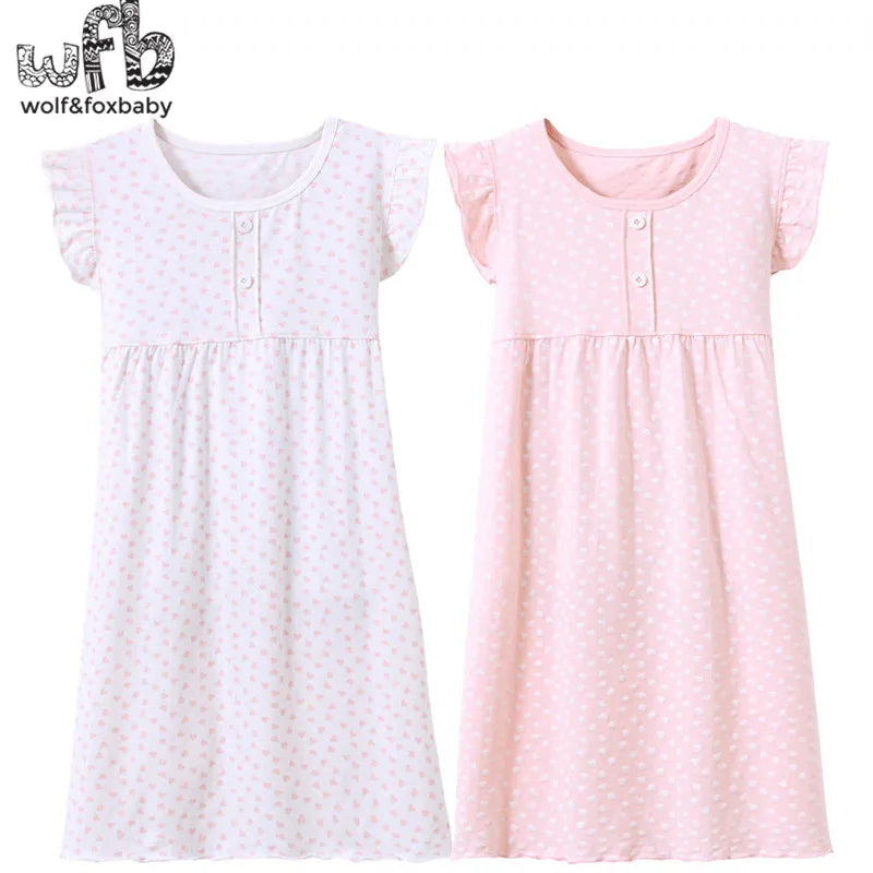 3-14 Years Kids Cotton Pajamas, Homewear Nightdress for Girls