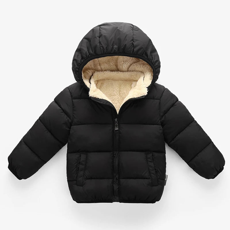 Baby Winter Coats, Thick Jackets for Boys & Girls, Plush Fur Hooded Snowsuit