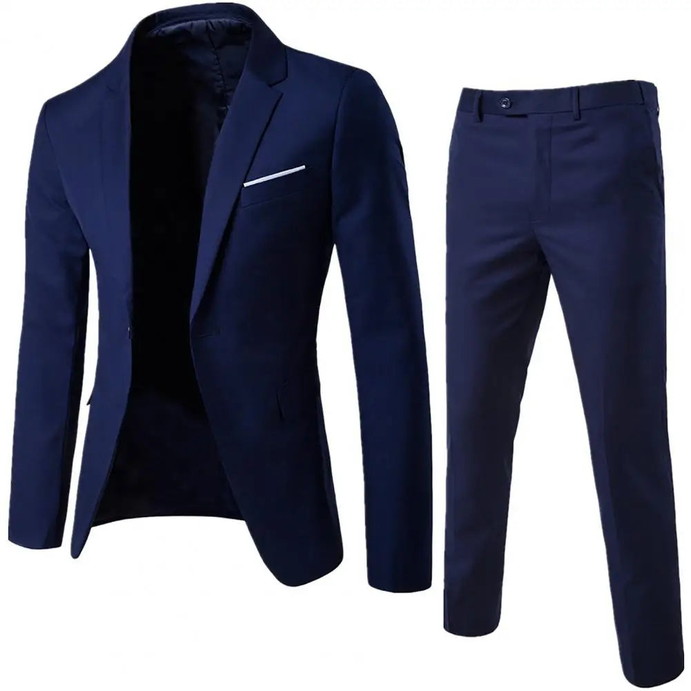 Men's Slim Fit Wedding Suit, Groomsman Blazer & Pants Set, Vintage Classic Blazers