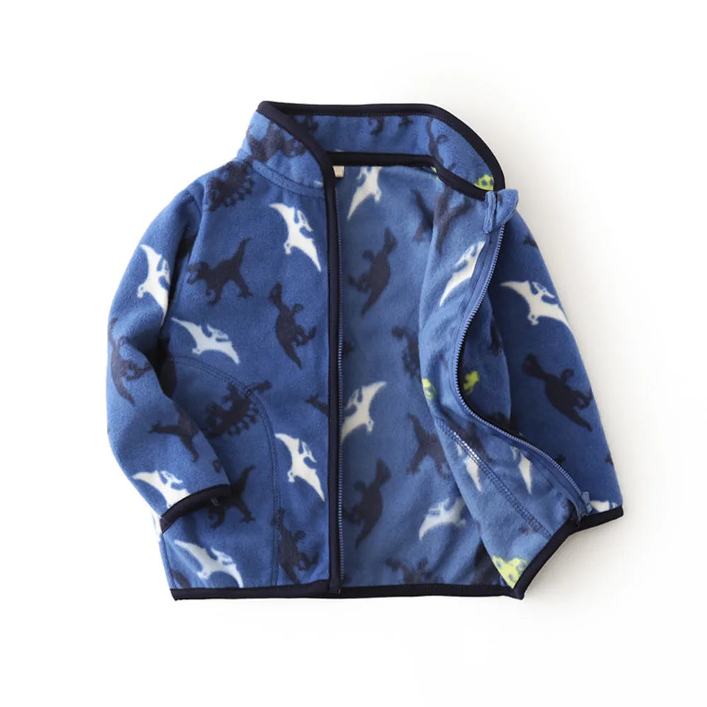 Jumping Meters Dinosaur Zipper Jacket for Kids, Fleece Coat with Pockets