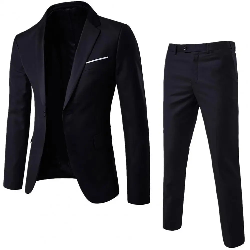 Men's Slim Fit Wedding Suit, Groomsman Blazer & Pants Set, Vintage Classic Blazers