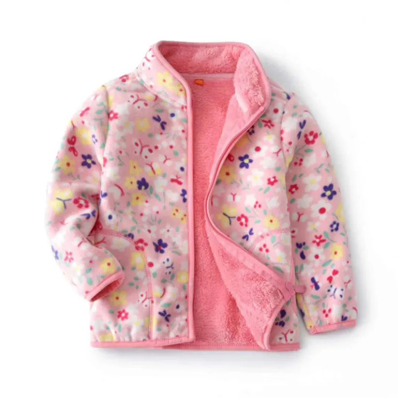 Jumping Meters Girls Fleece Jackets, Winter & Autumn Baby Coats with Flowers
