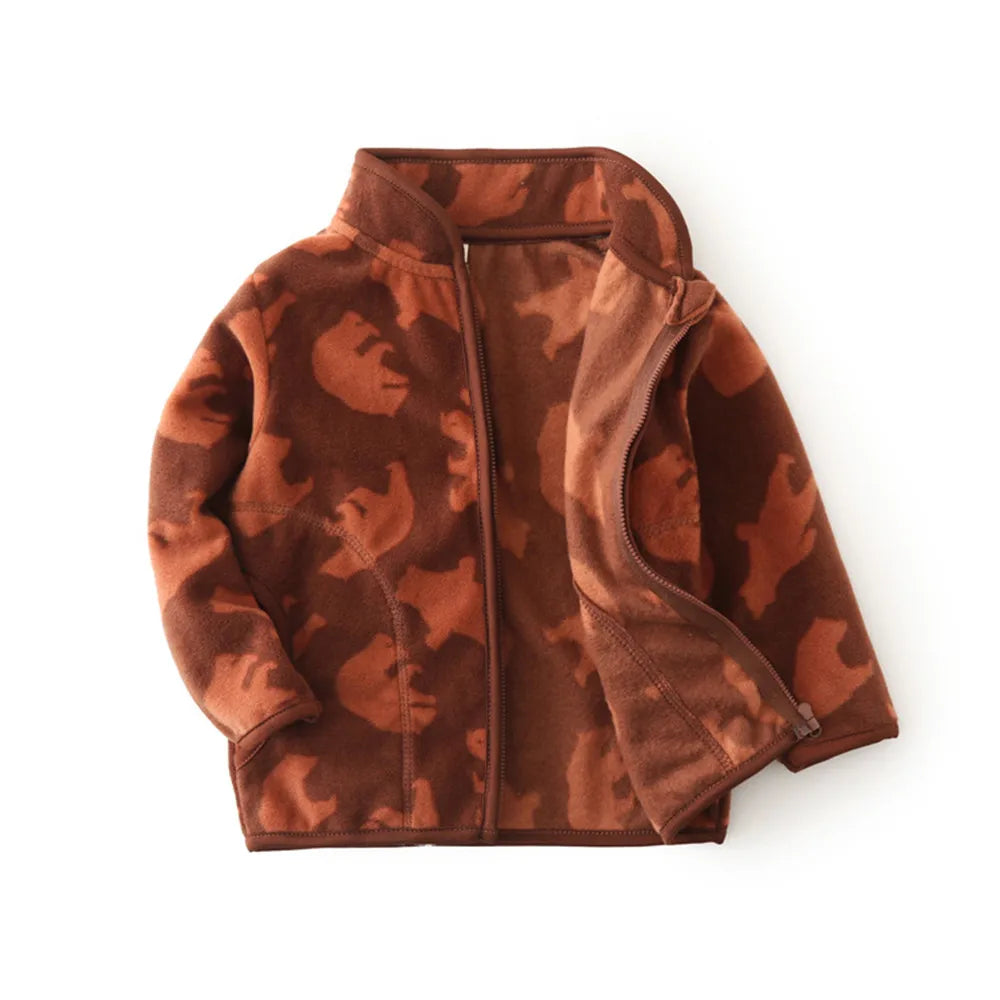 Jumping Meters Dinosaur Zipper Jacket for Kids, Fleece Coat with Pockets