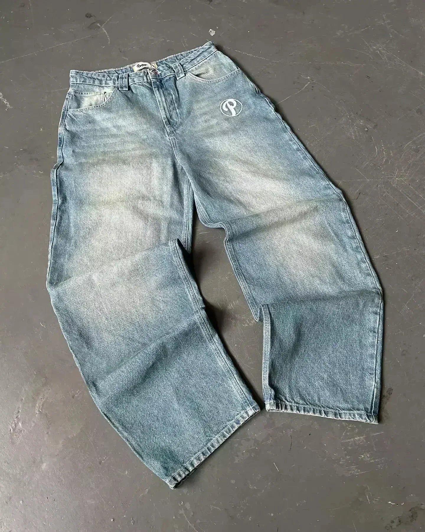 Y2K Loose Straight Jeans, Vintage Oversized Wide-Leg Unisex Pants