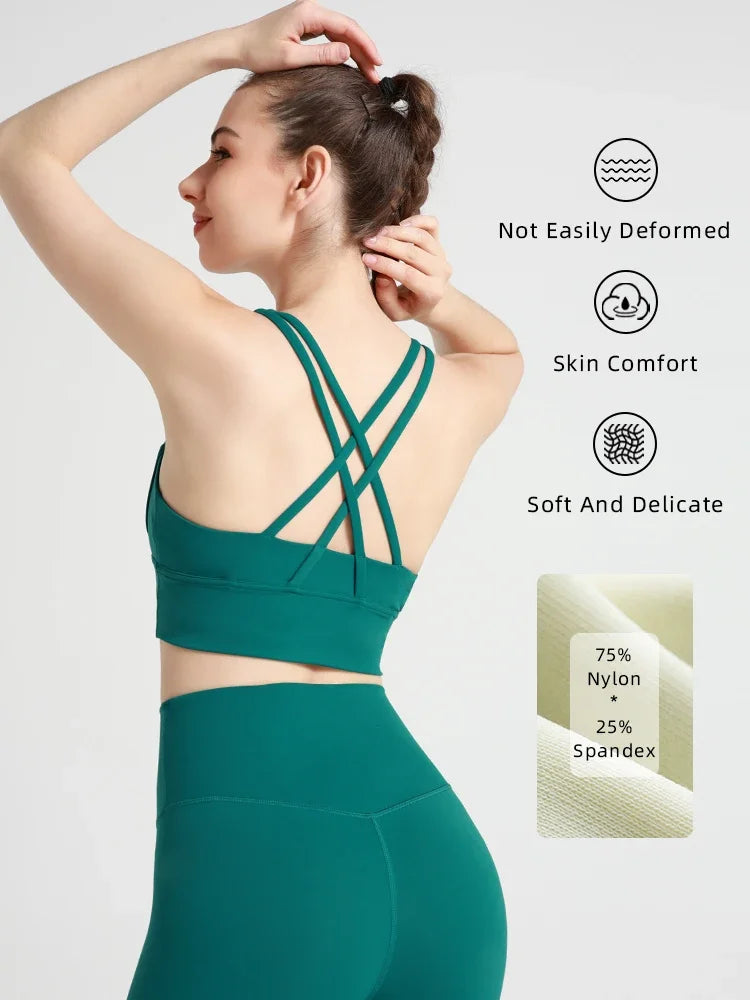 Summer Women’s Sexy Sports Bra, Cross Back Breathable Yoga Bra
