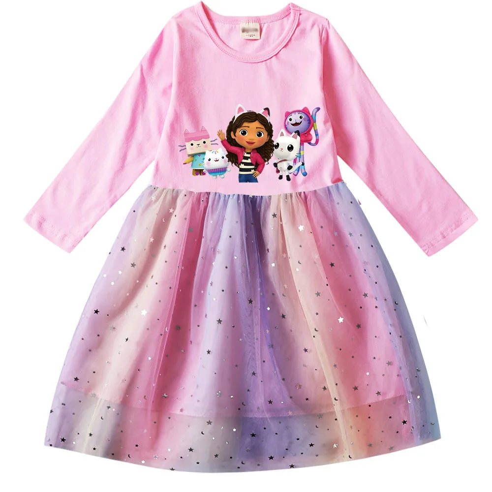 Gabby's Dollhouse Dress, Baby Girls Long Sleeve Sequin Party Dress