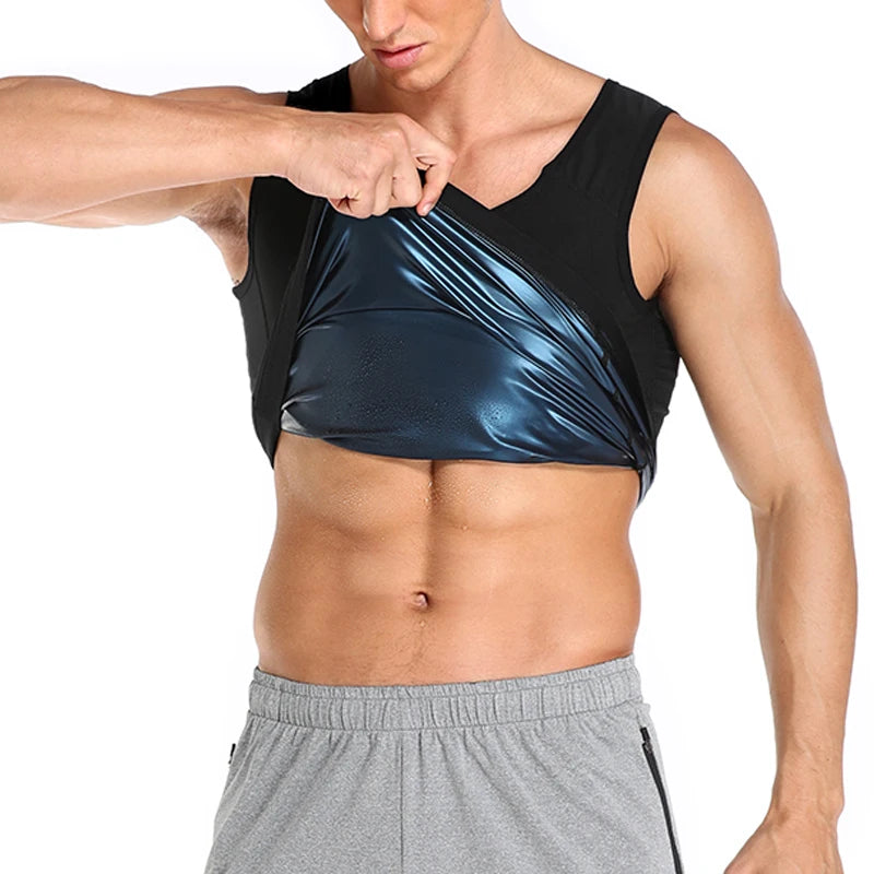 Men's Sweat Vest Sauna Suit Slimming Body Shaper Workout Tank Top