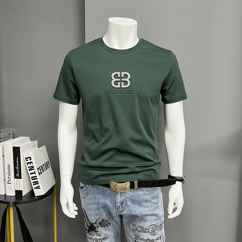 Minimalist 3D Letter T-Shirt Slim Fit Summer Tee