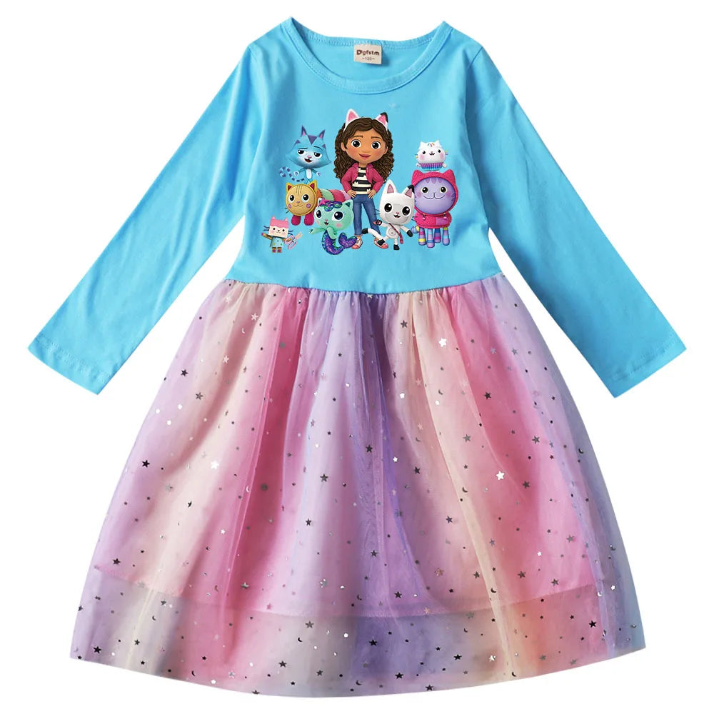 Gabby's Dollhouse Dress, Baby Girls Long Sleeve Sequin Party Dress