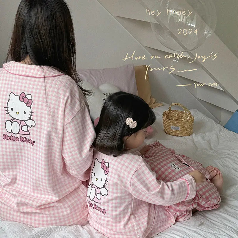 Baby Girls Hello Kitty Pajama Set, Plaid Long Sleeve Top & Pants Sleepwear
