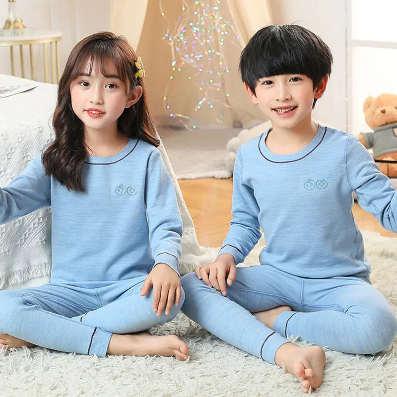Children's Thermal Underwear Set, Fleece Cotton Long Johns for Boys & Girls