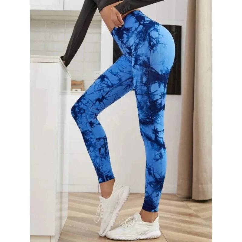 Seamless High Waist Tie Dye Leggings, Fitness Yoga Pants, Hip Lifting Elastic Tights
