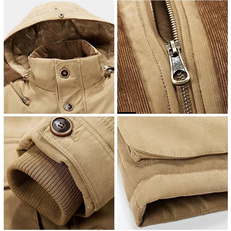 Winter Men’s Cashmere Parka, Thicken Warm Jacket, High Quality