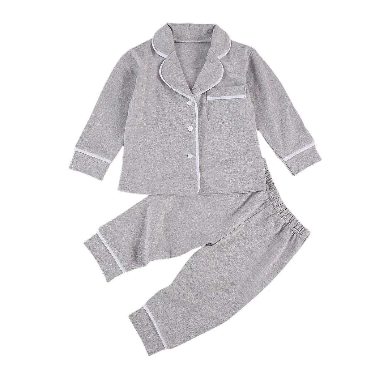 Kids Pajama Set, Long Sleeve Button-Down Shirt & Pants Sleepwear