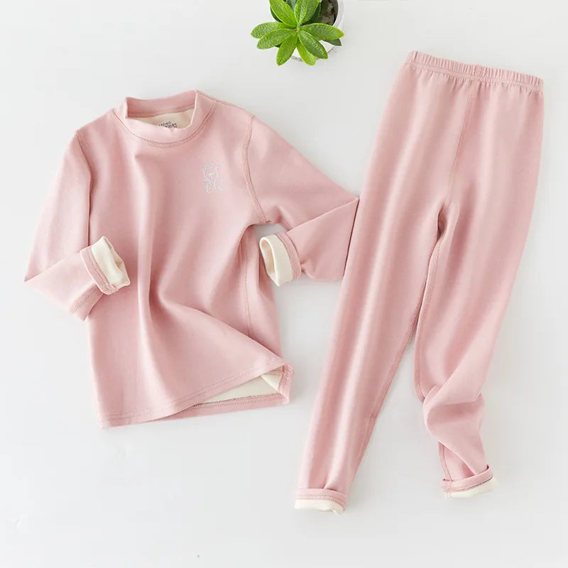 Children's Thermal Underwear Set, Fleece Cotton Long Johns for Boys & Girls