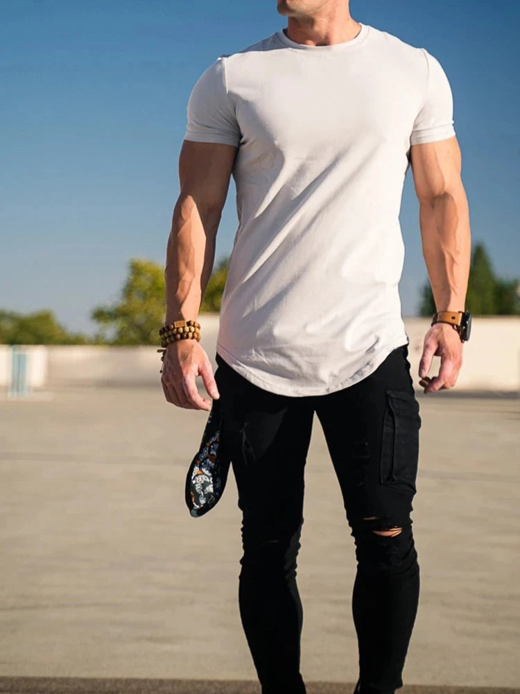 Muscle Fit Workout T-Shirt Summer Athleisure Gym Tee for Men