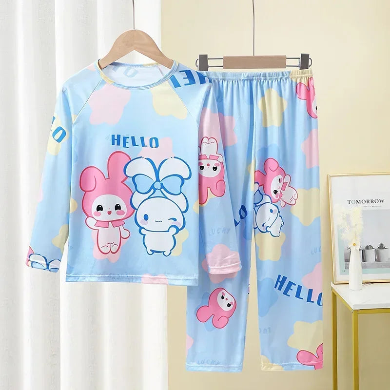 Autumn Kids Pajama Set, Milk Silk Long Sleeve Sleepwear