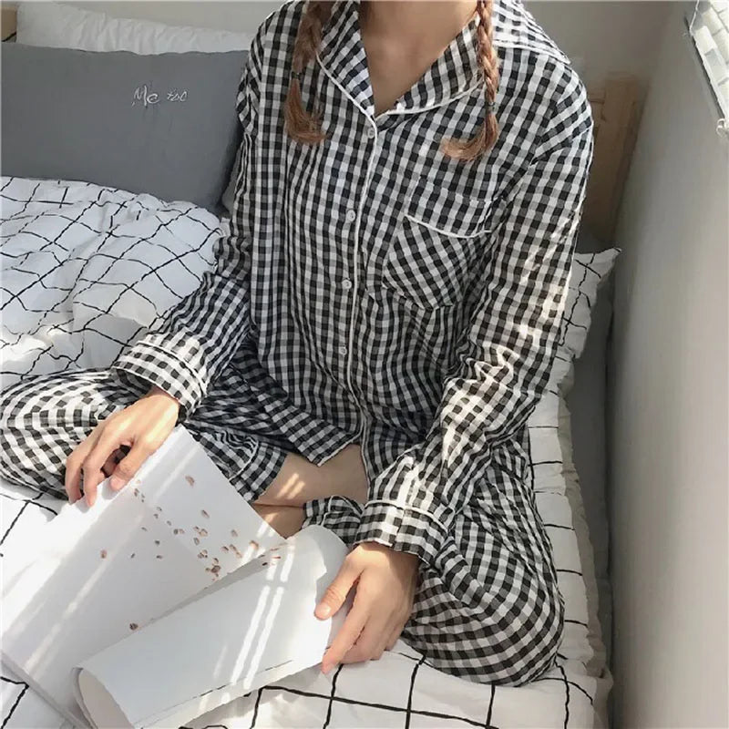 Women’s V-Neck Pajama Set – Button Down Top & Trousers Sleepwear