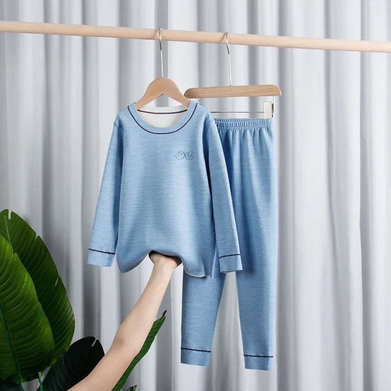 Children's Thermal Underwear Set, Fleece Cotton Long Johns for Boys & Girls