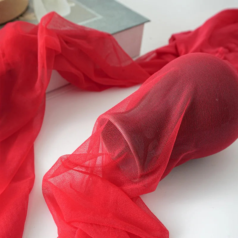 Women’s Fashion Red Pantyhose, Thin Velvet, Translucent Elastic Tights