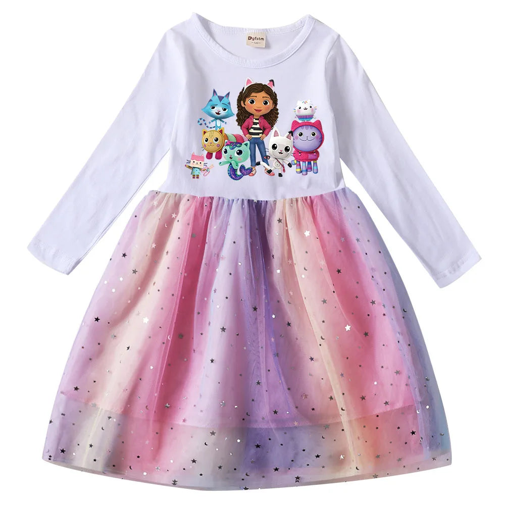 Gabby's Dollhouse Dress, Baby Girls Long Sleeve Sequin Party Dress