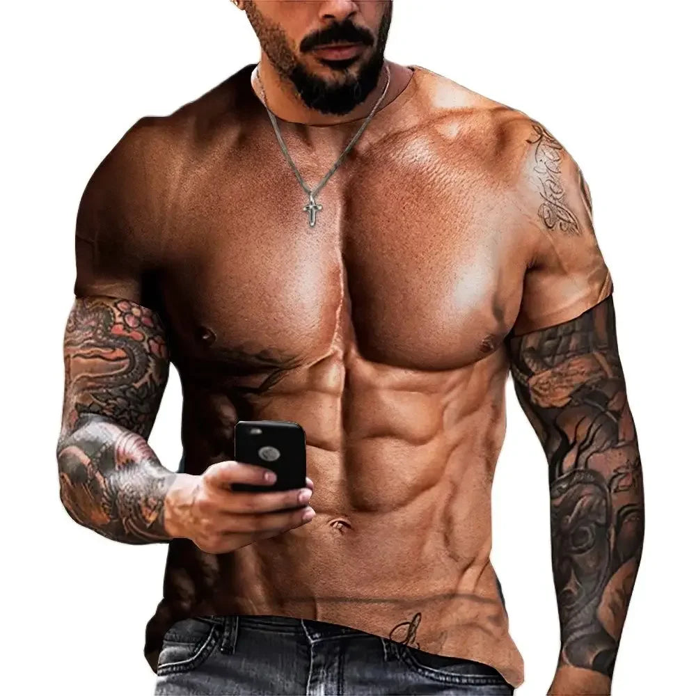 Muscle Simulation 3D Print T-Shirt | Summer Fashion Tee
