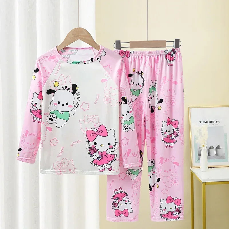 Autumn Kids Pajama Set, Milk Silk Long Sleeve Sleepwear