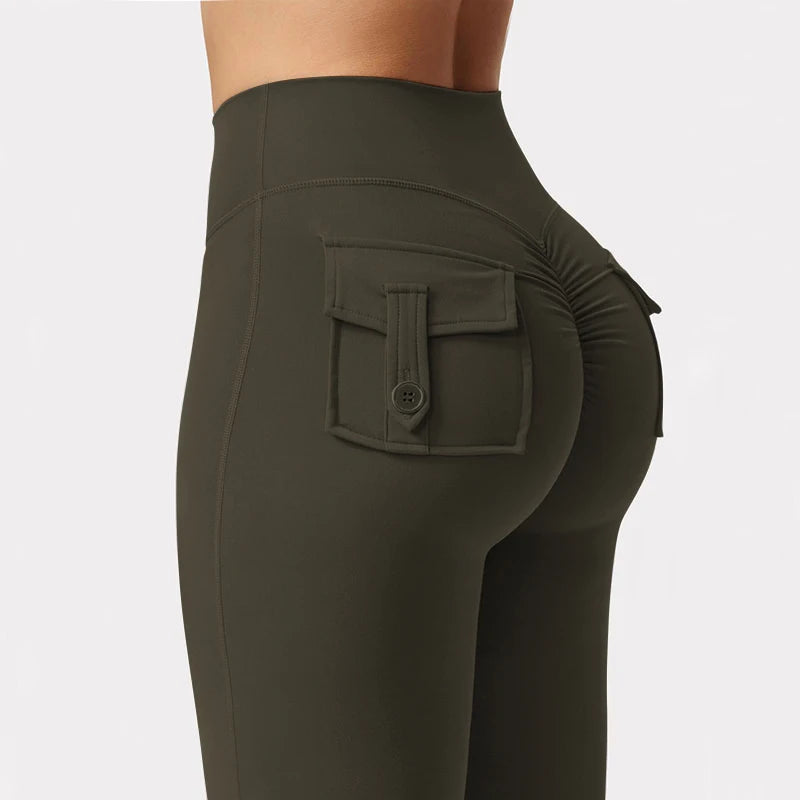Women’s Wide Leg Yoga Leggings, High Stretch Compression Pants with Pockets