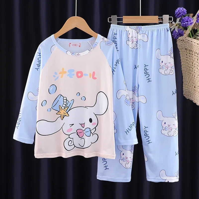 Autumn Kids Pajama Set, Milk Silk Long Sleeve Sleepwear