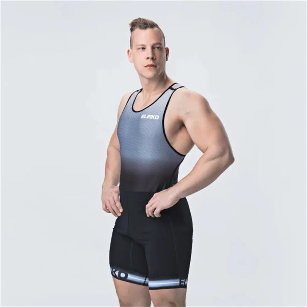 Men's Powerlift Wrestling Singlet Sport Fitness Bodysuit & Speedsuit