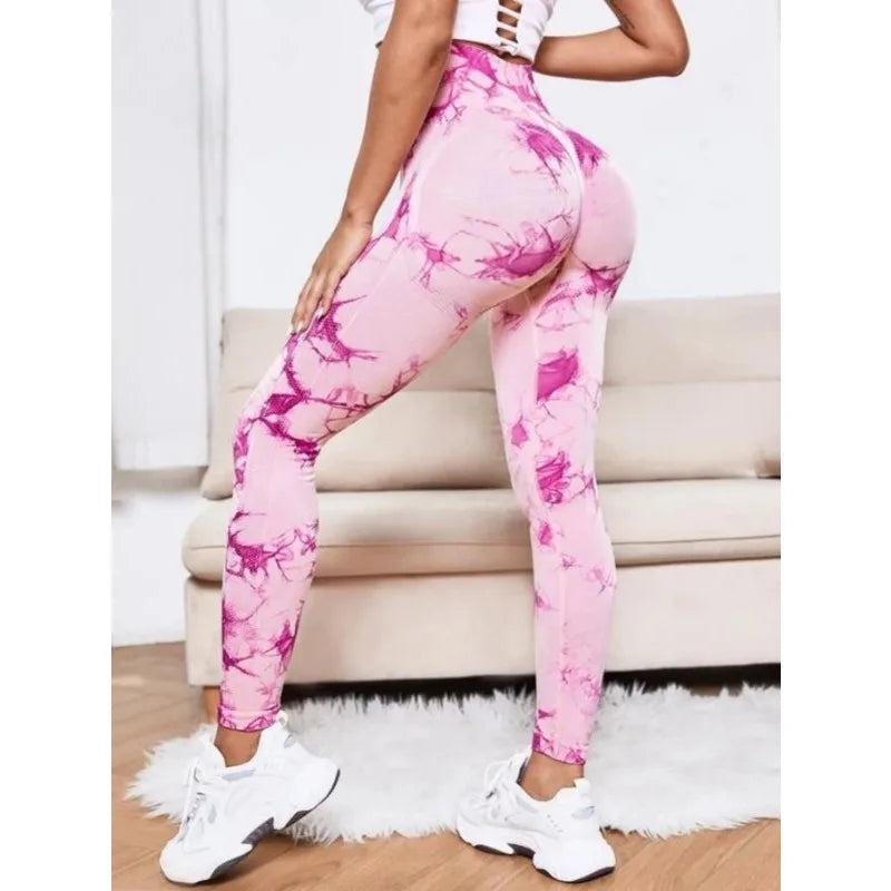 Seamless High Waist Tie Dye Leggings, Fitness Yoga Pants, Hip Lifting Elastic Tights