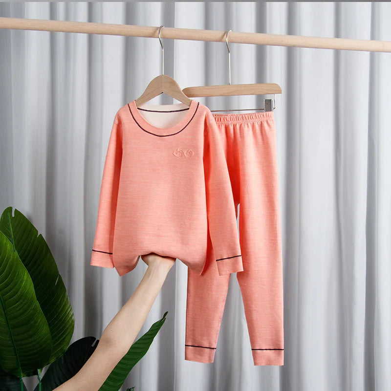 Children's Thermal Underwear Set, Fleece Cotton Long Johns for Boys & Girls