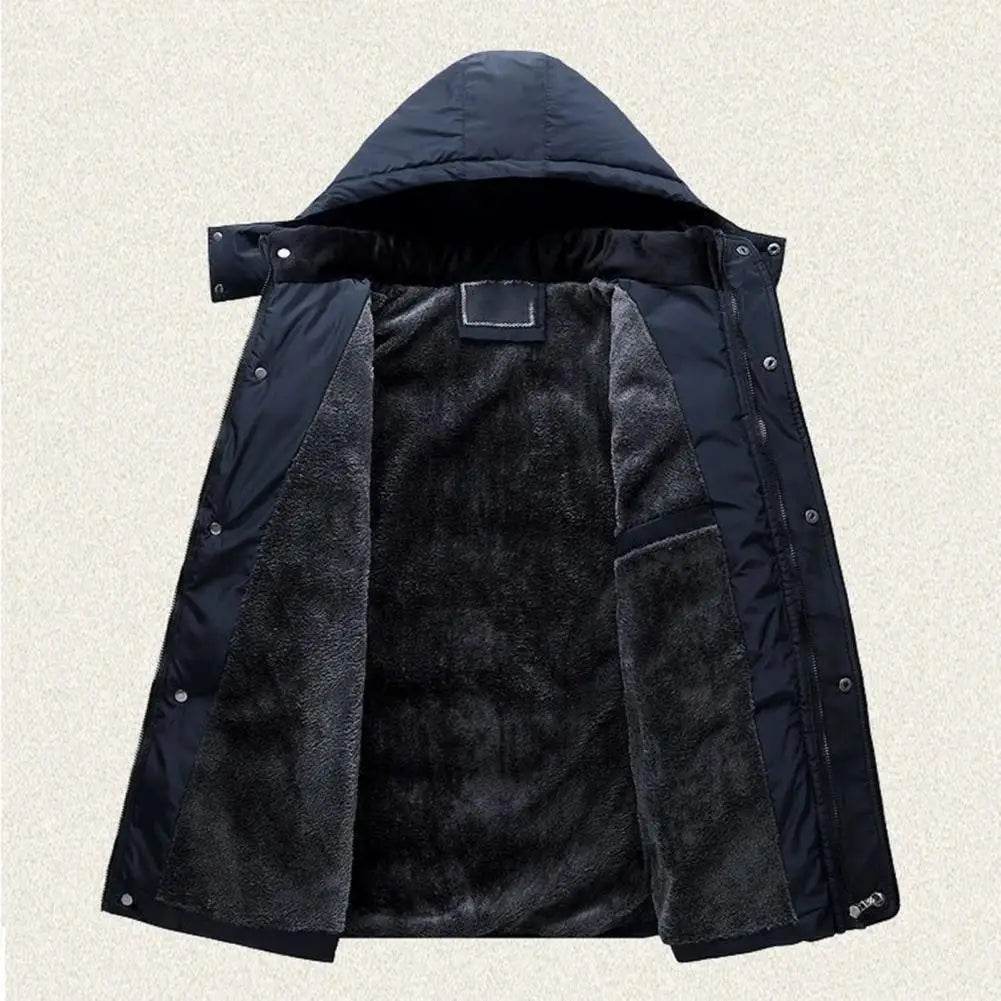 Men’s Hooded Padded Winter Coat, Thermal Windbreaker Jacket