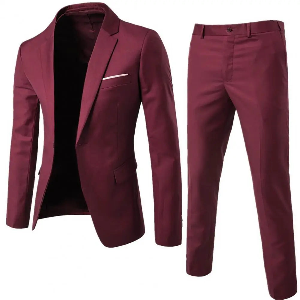 Men's 2-Piece Blazer & Pants Suit Slim Fit Wedding & Business Wear