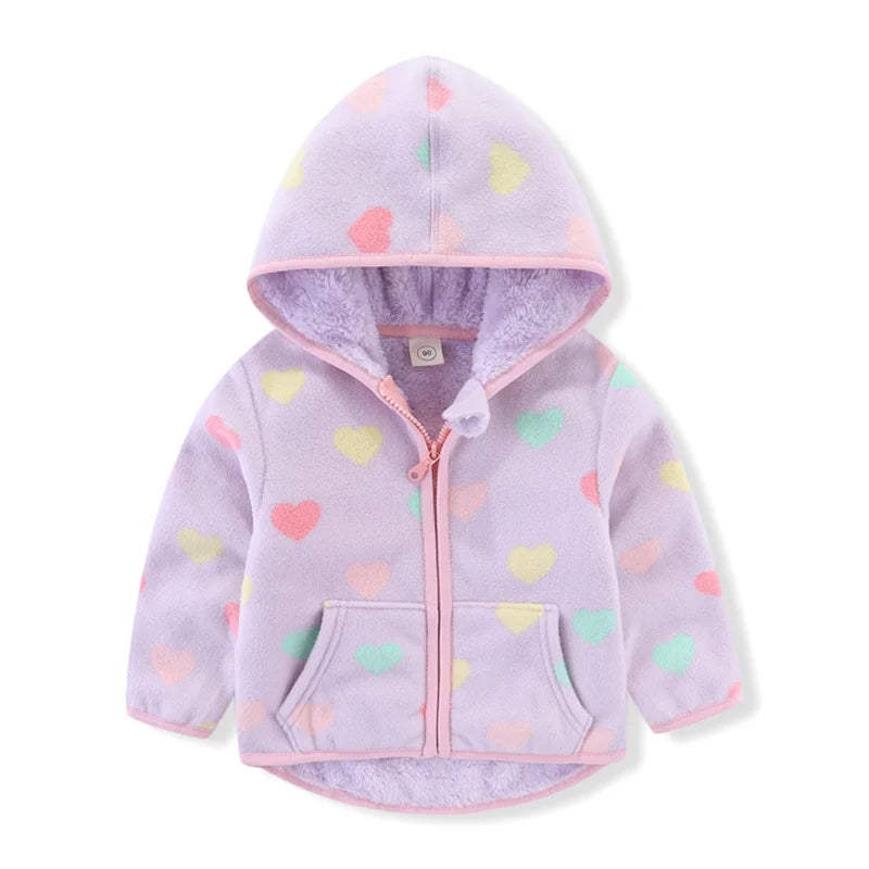 Jumping Meters Girls Fleece Jackets, Winter & Autumn Baby Coats with Flowers
