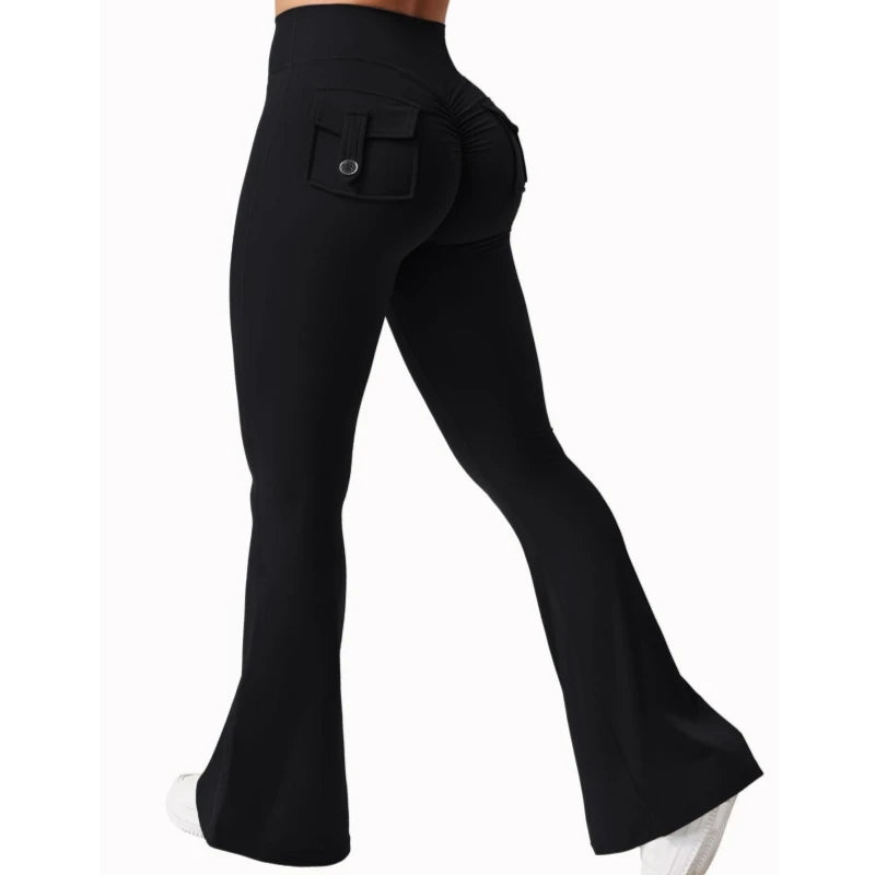 Women’s Wide Leg Yoga Leggings, High Stretch Compression Pants with Pockets
