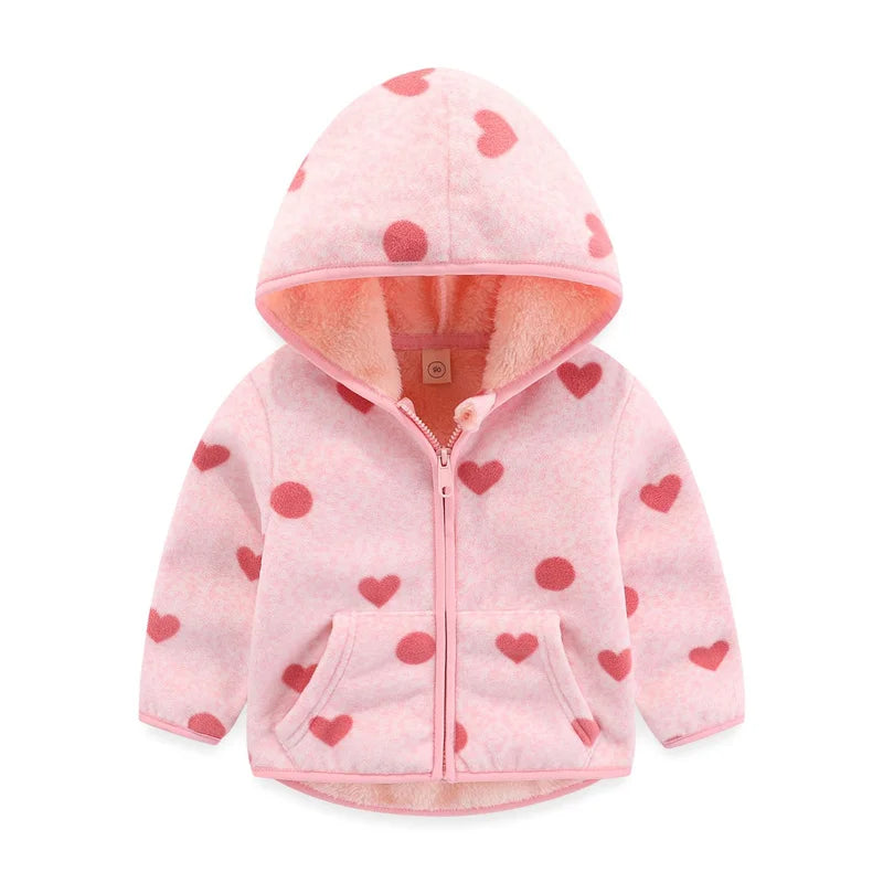 Jumping Meters Girls Fleece Jackets, Winter & Autumn Baby Coats with Flowers