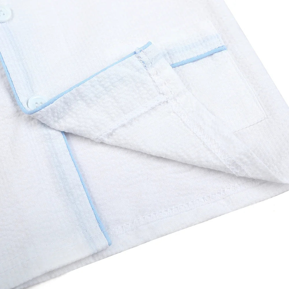 Summer Kids Pajama Set, Cotton Seersucker Matching Sleepwear for Boys & Girls